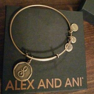Alex and Ani initial "S" bangle gold tone